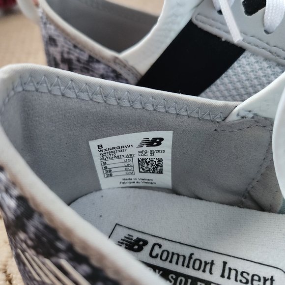 New Balance Comfort Insert Memory Sole White and Black Snakeskin Sneakers - Picture 8 of 8